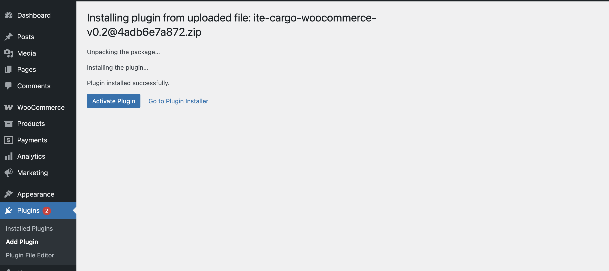 Upload plugin ZIP